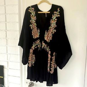 Free People Embroidered Black Coverup/Dress M